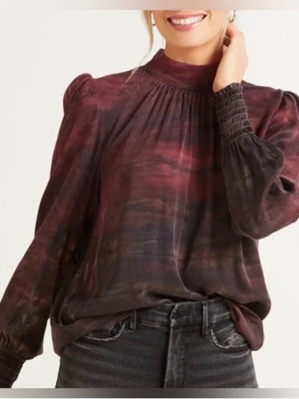 EVEREVE blouse | Cloth & stone horizon dye mock neck